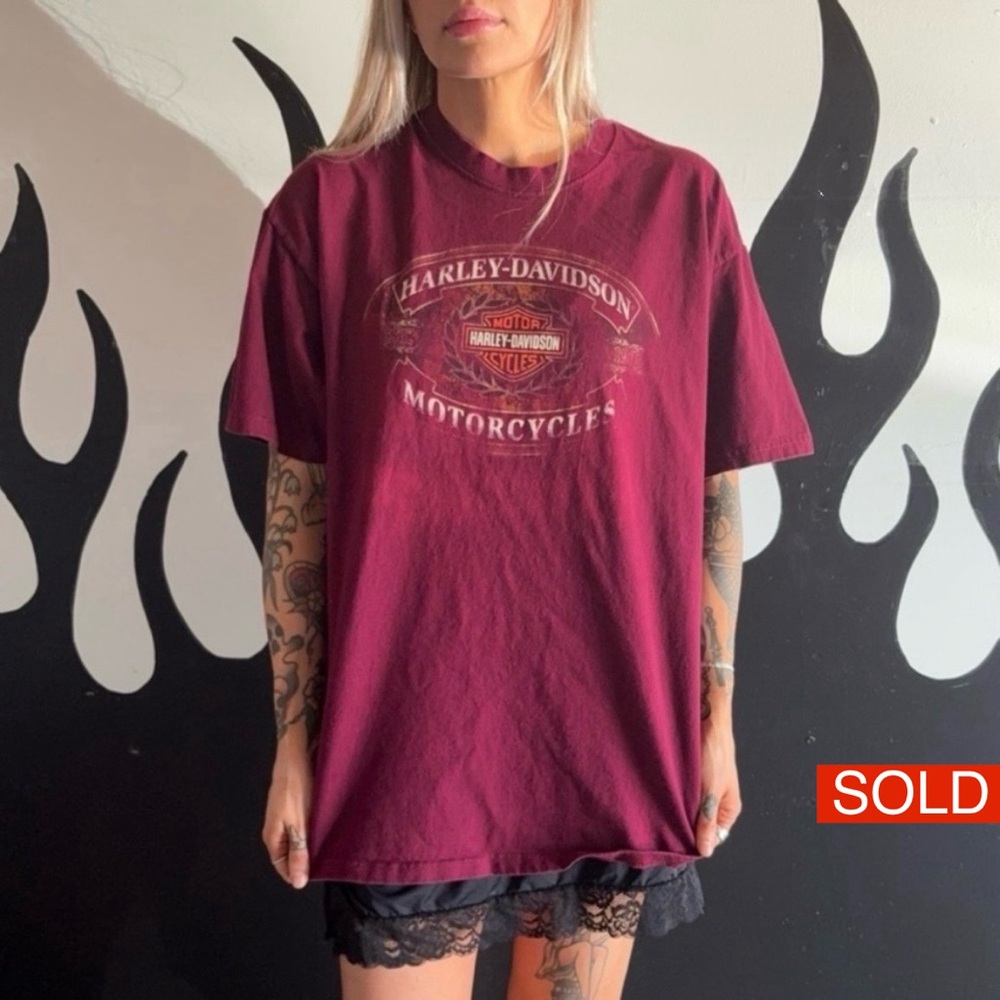 ❌SOLD❌Harley-Davidson Maroon Men's T-Shirt